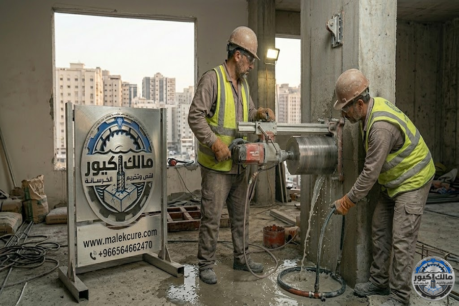 شركة مالك كيور تنفذ فتح كور مكيفات حي النسيم مكة بأحدث أجهزة الكور الدريل وبمقاسات دقيقة